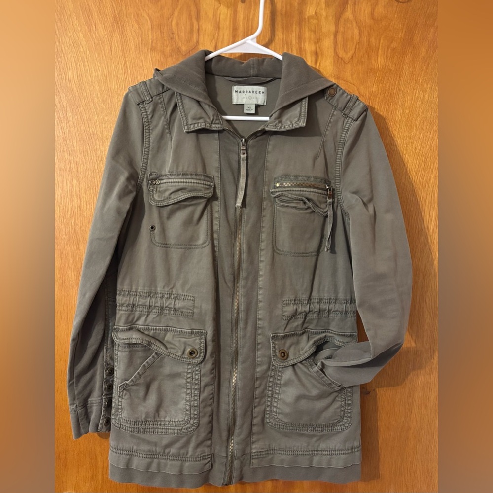 Marrakech Anthropologie Women’s Utility Military Green Cotton Jacket Coat XS